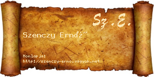 Szenczy Ernő névjegykártya
